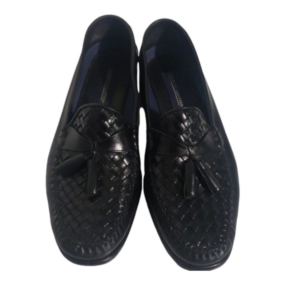 Giorgio Brutini Black Woven Tassel Loafers